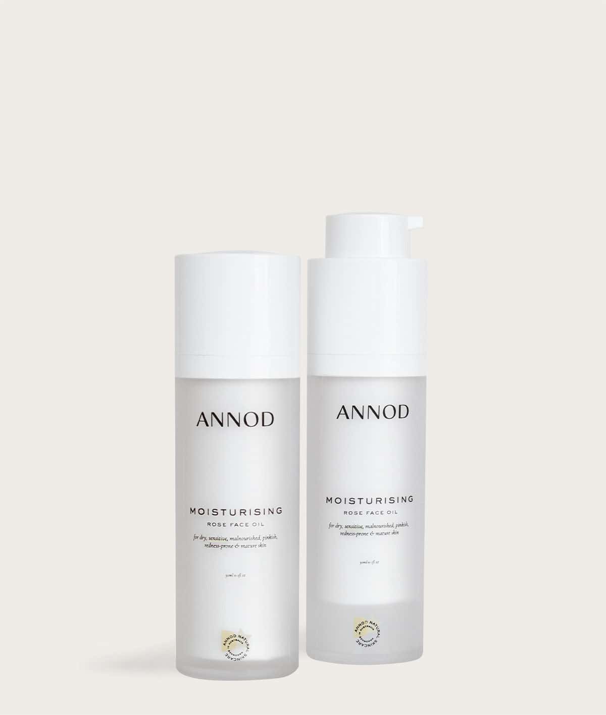 A set consisting of two 30ml bottles of Moisturising Rose Face Oil